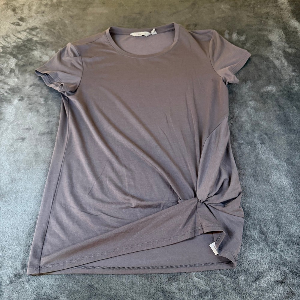 Athleta‎ Tunic Twist Hem Short Sleeve Casual Top Athleisure Gray Womens XXS